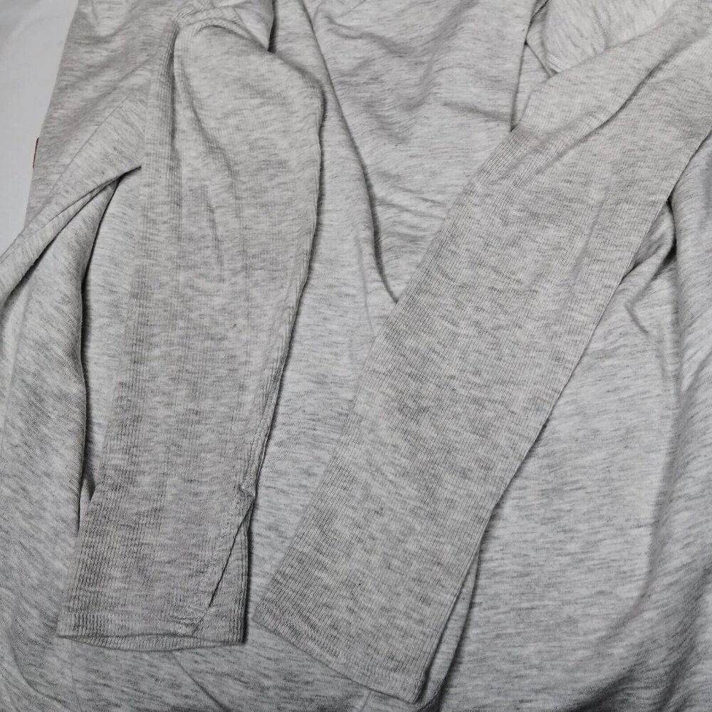 Athleta Womens Large Purana Wrap Sweatshirt Gray Heather Ribbed Long Sleeve Top - Picture 11 of 15